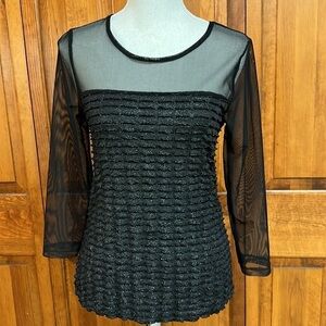 MY Collection Black/Silver Metallic Layered Ruffles